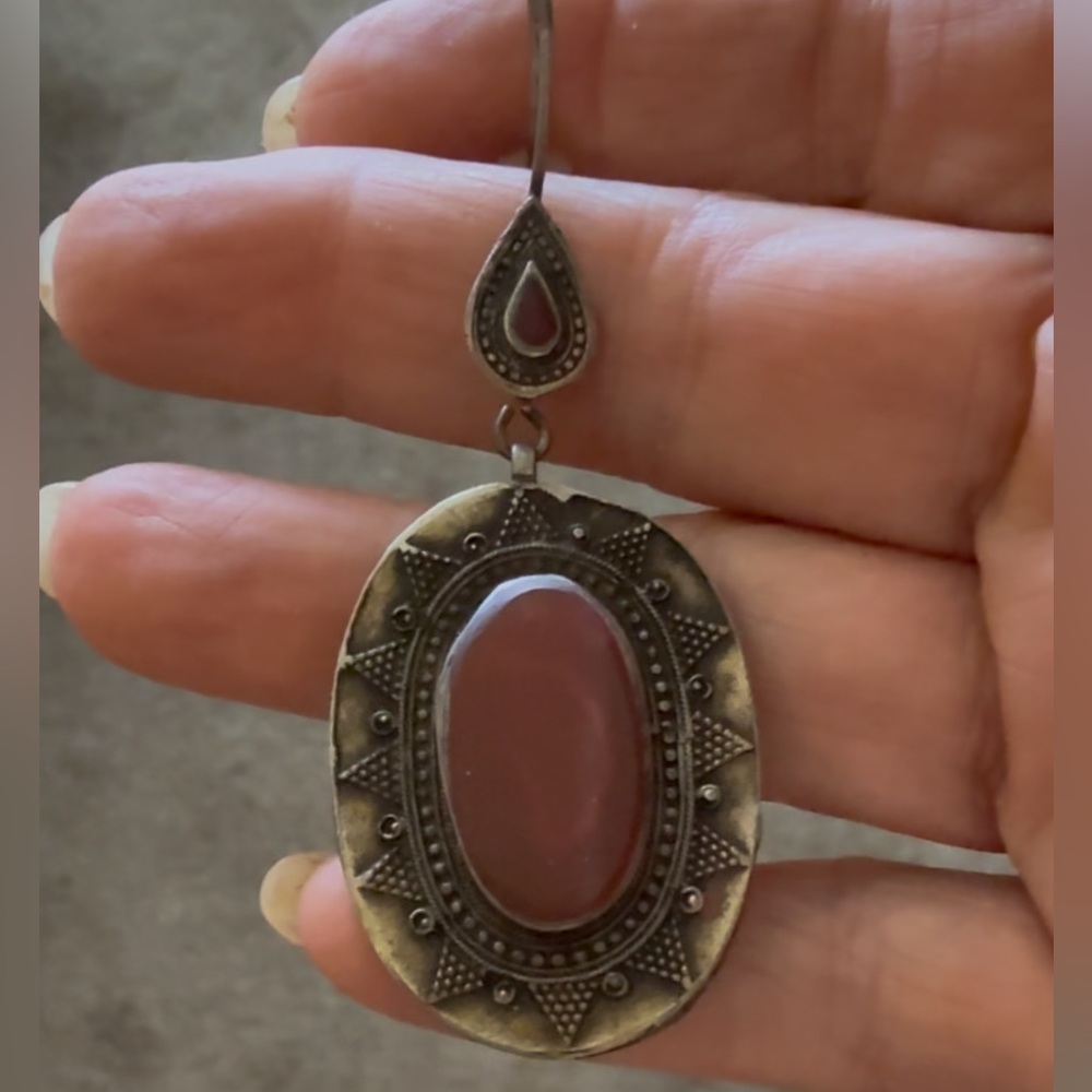 Ethnic Moroccan/Turkish (?) stone drop earrings